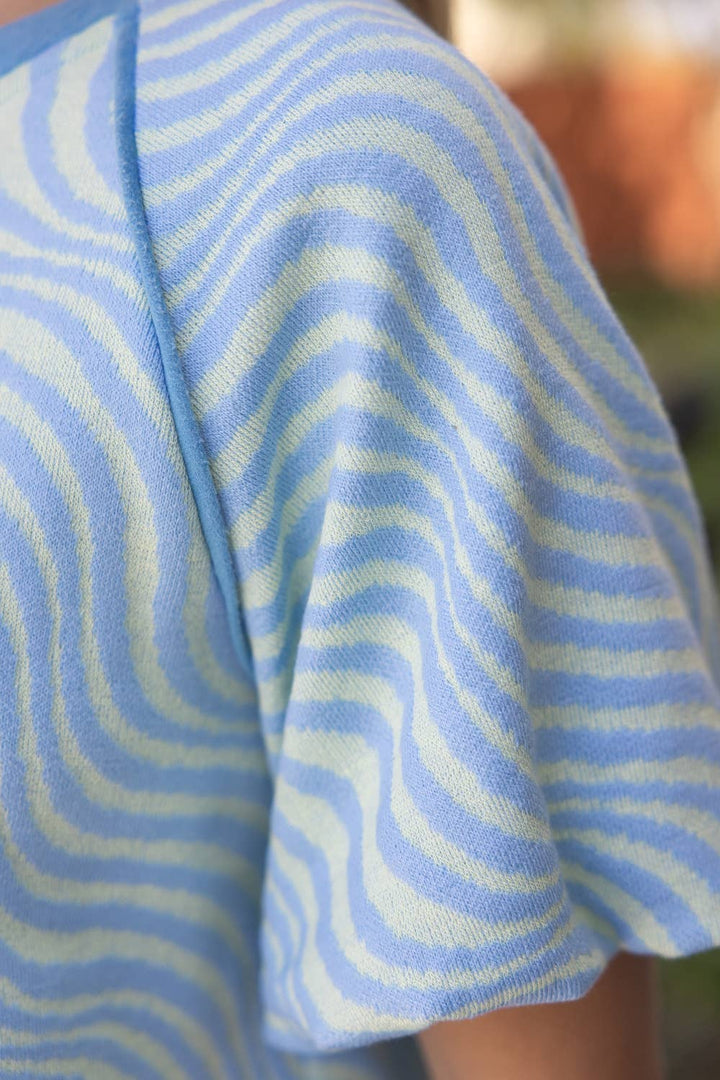 Blue Textured Knit Top