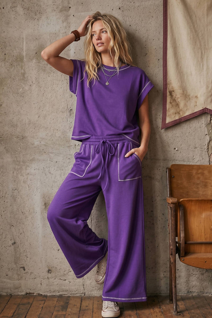 Scuba Contrast Stitch Lounge Set
