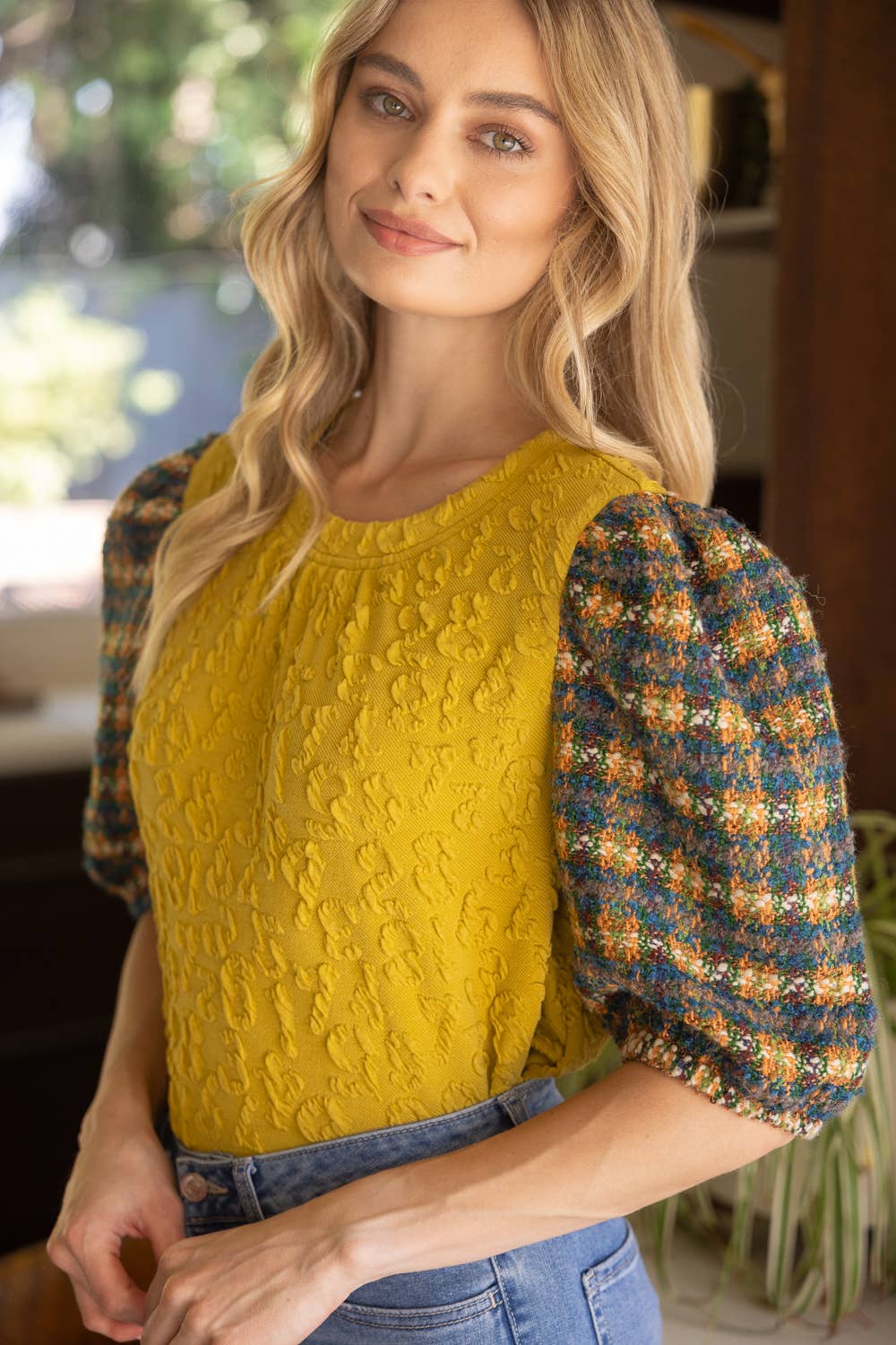 Tweed Sleeve Top