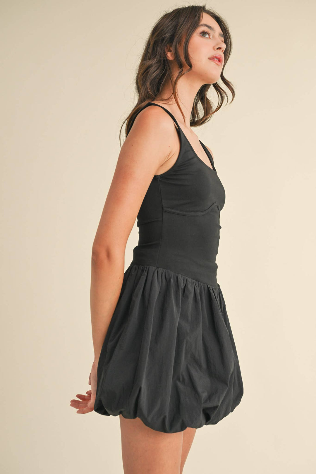 BUBBLE HEM MINI DRESS