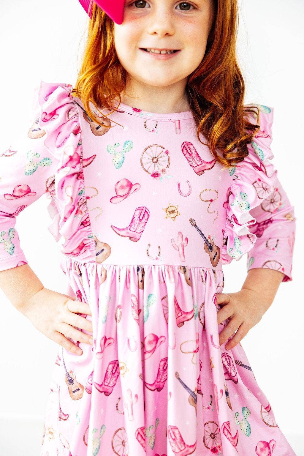 3/4 Sleeve Ruffle Twirl Dress