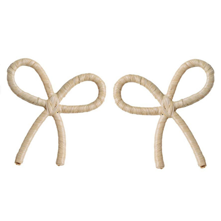 Raffia Wrapped Bow Earrings