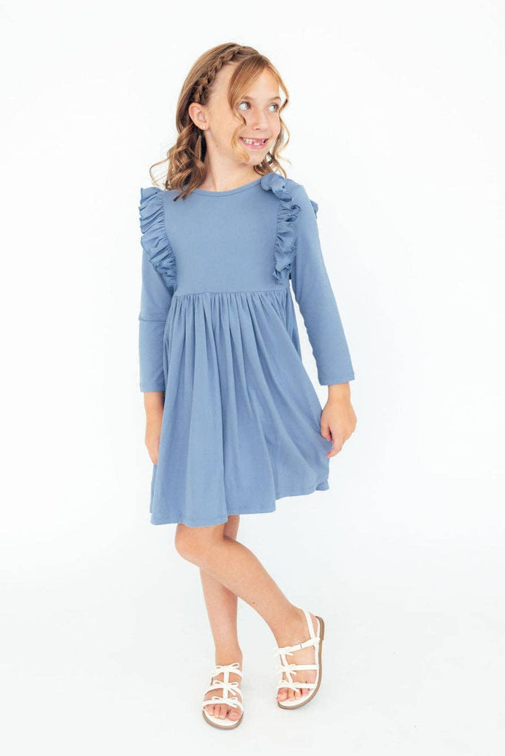 3/4 Sleeve Ruffle Twirl Dress