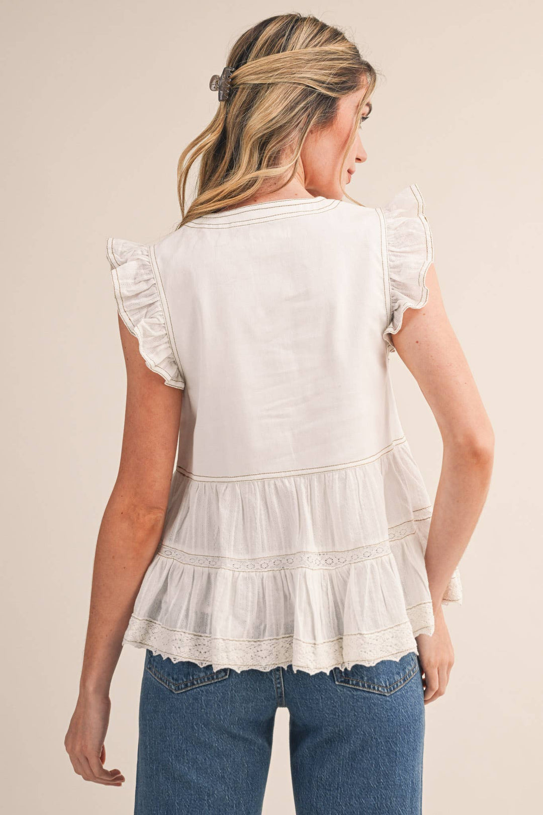 STITCH LACE TRIM TOP