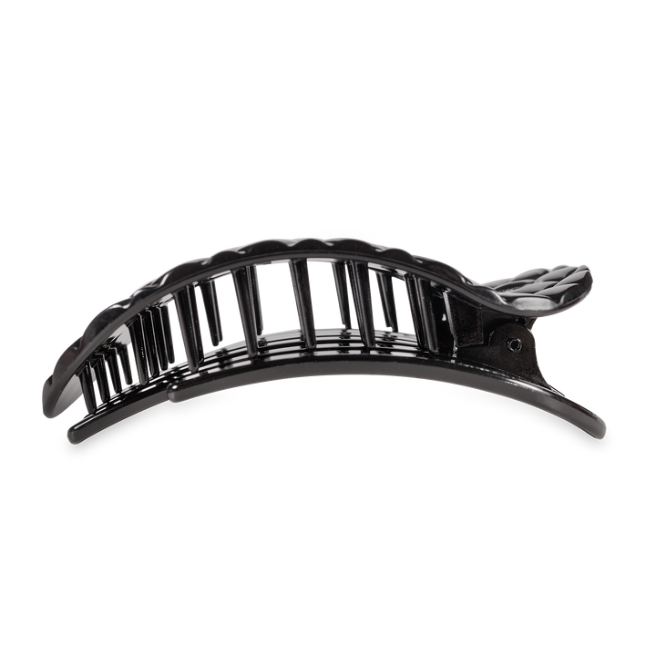 Flat Round Hair Clip | Large | Jet Black Quilted