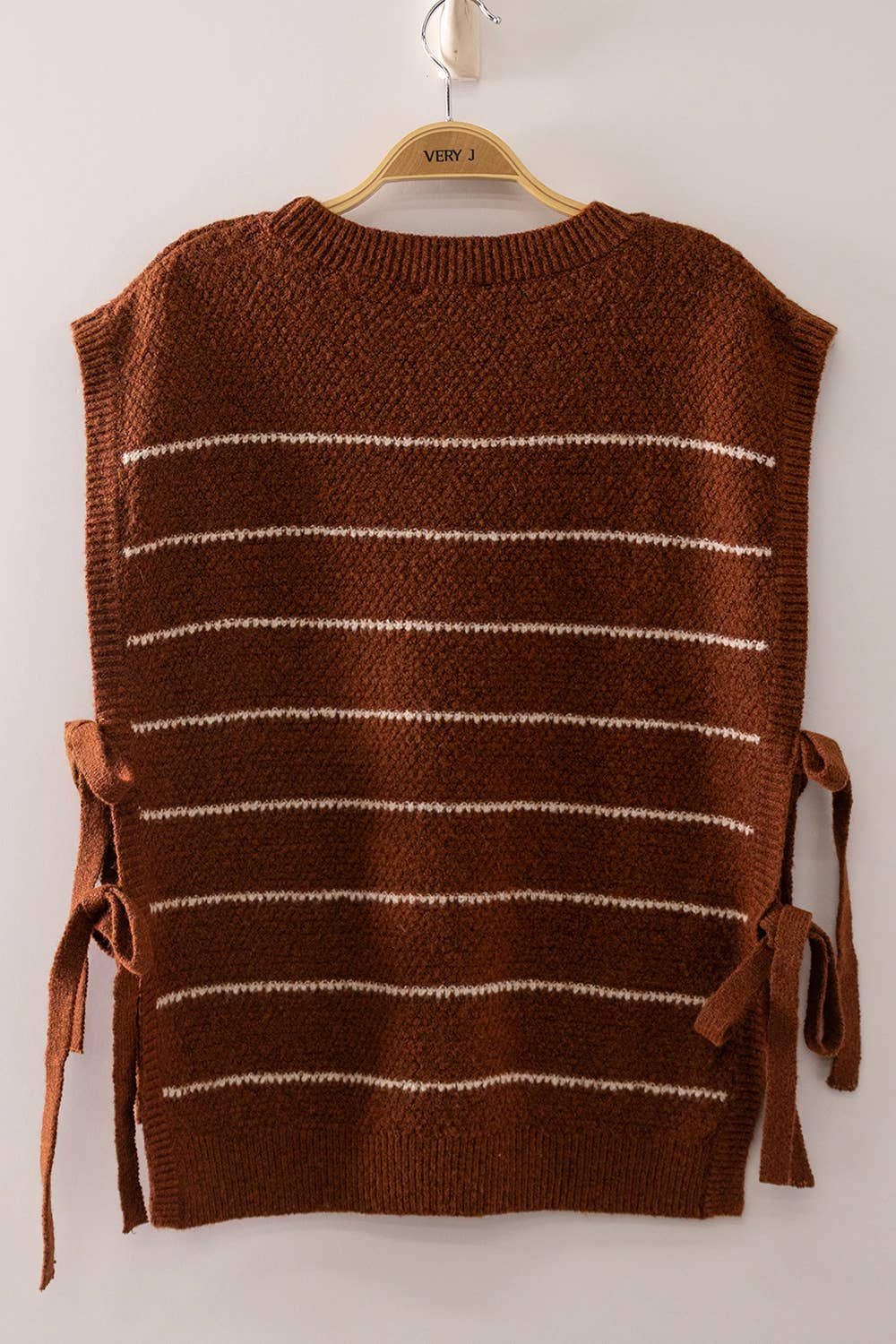 Brown Striped Side Tie Vest