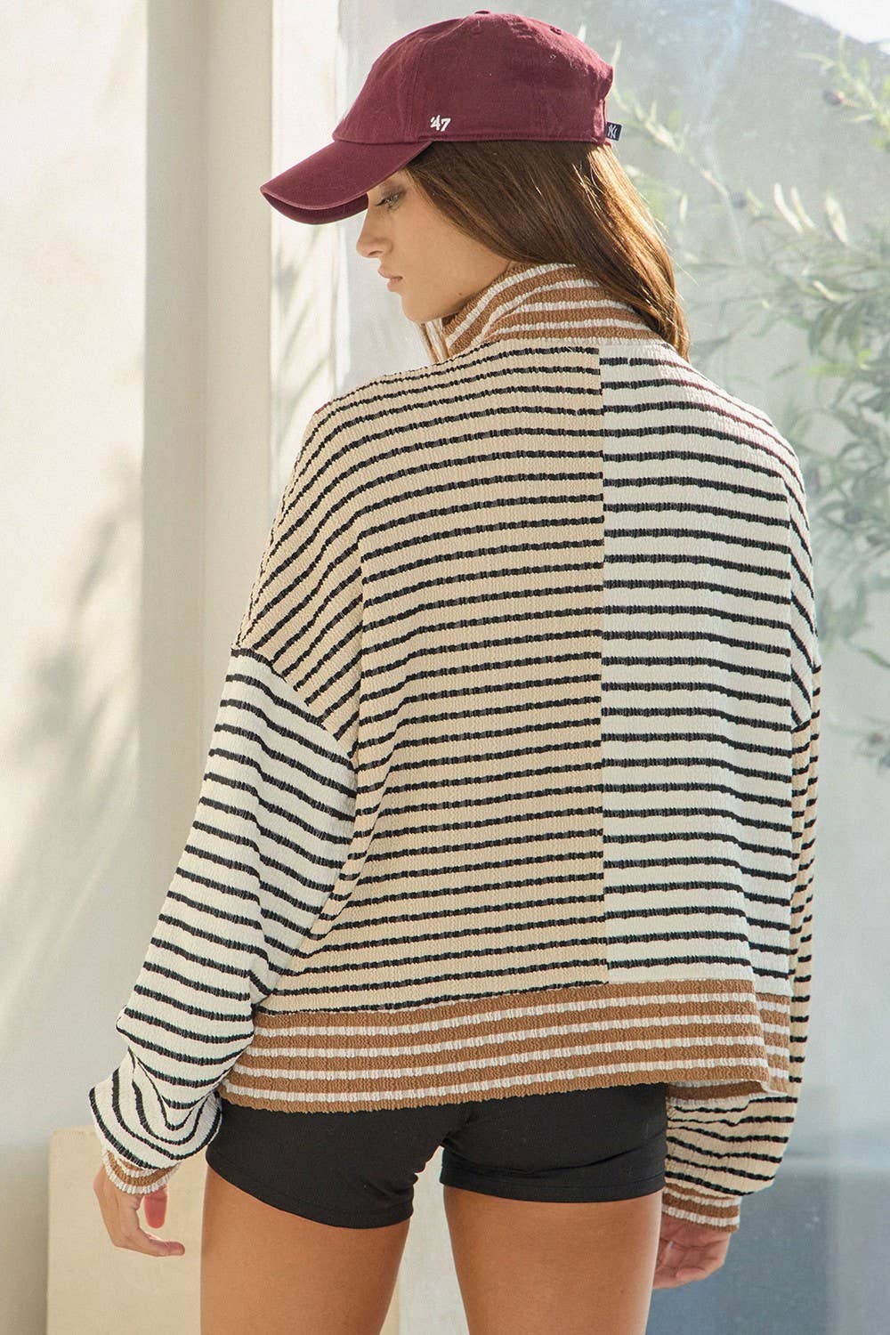 Half Zip Striped Top