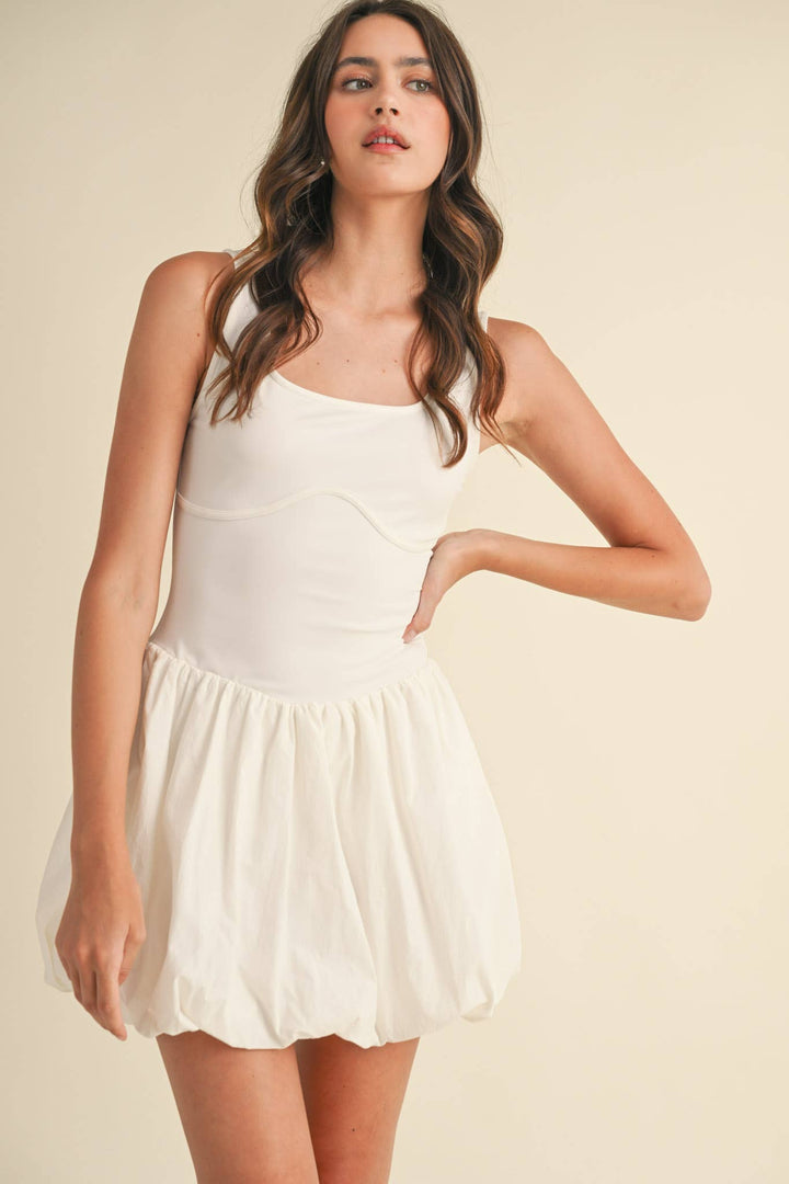 BUBBLE HEM MINI DRESS