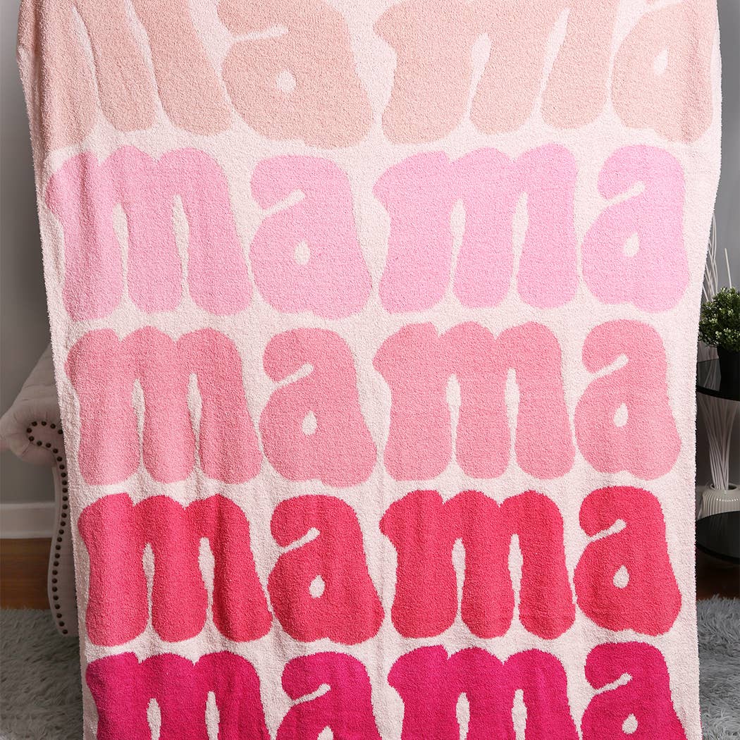 Mama Colorful Typography Soft Cozy Throw