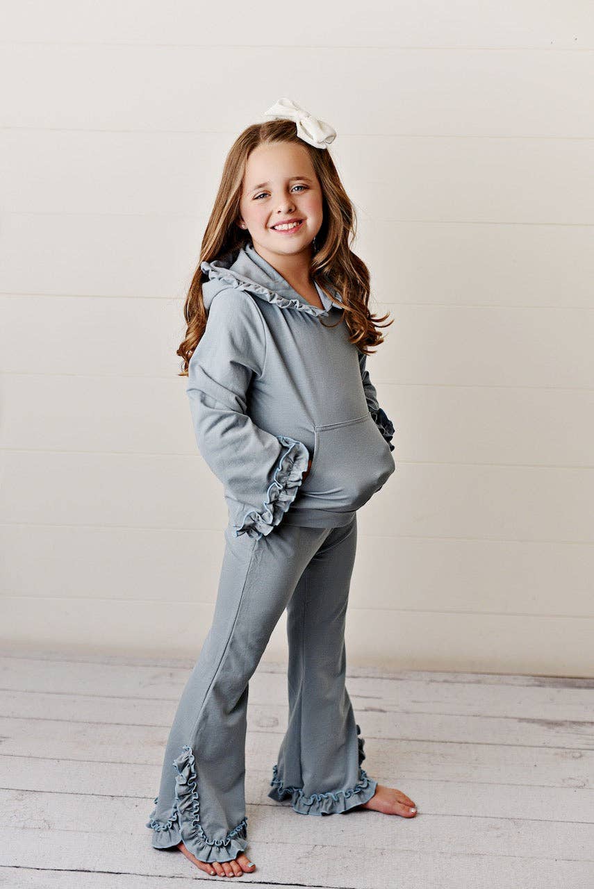 Girls Solid Color Ruffle Set