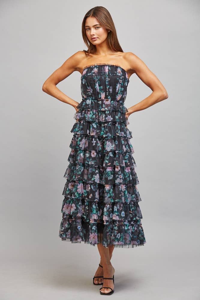 TULLE STRAPLESS DRESS