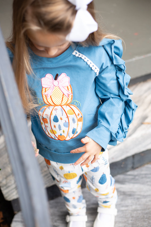 Blue Applique Pumpkin set