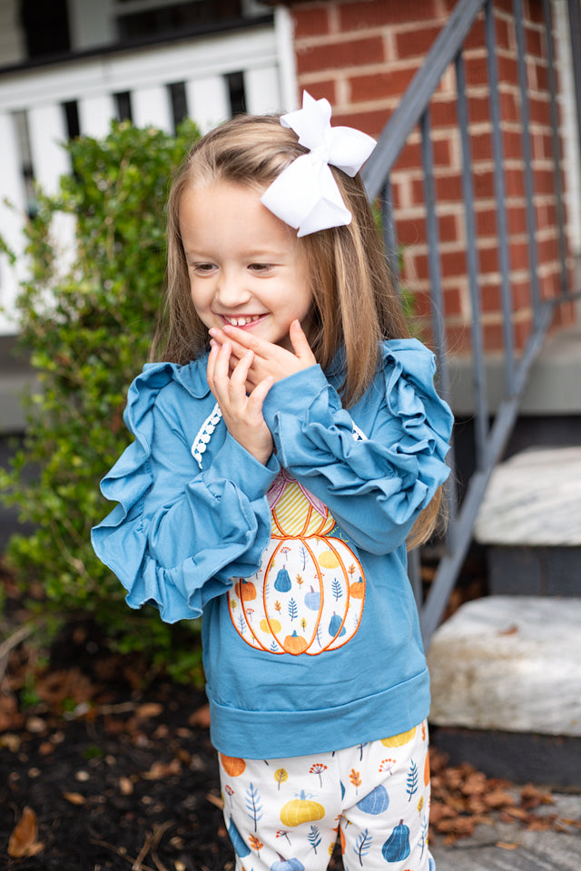 Blue Applique Pumpkin set