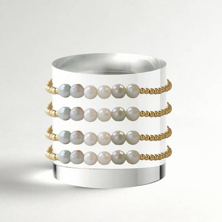 Amazonite Row Gold Beaded Bracelet