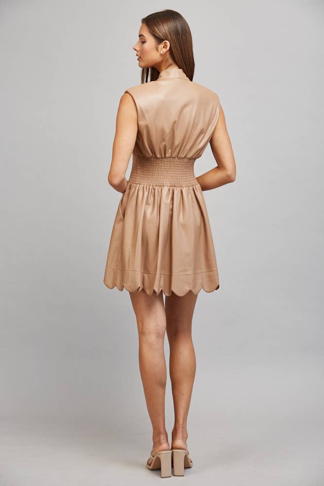 FAUX LEATHER  ZIP FRONT DRESS