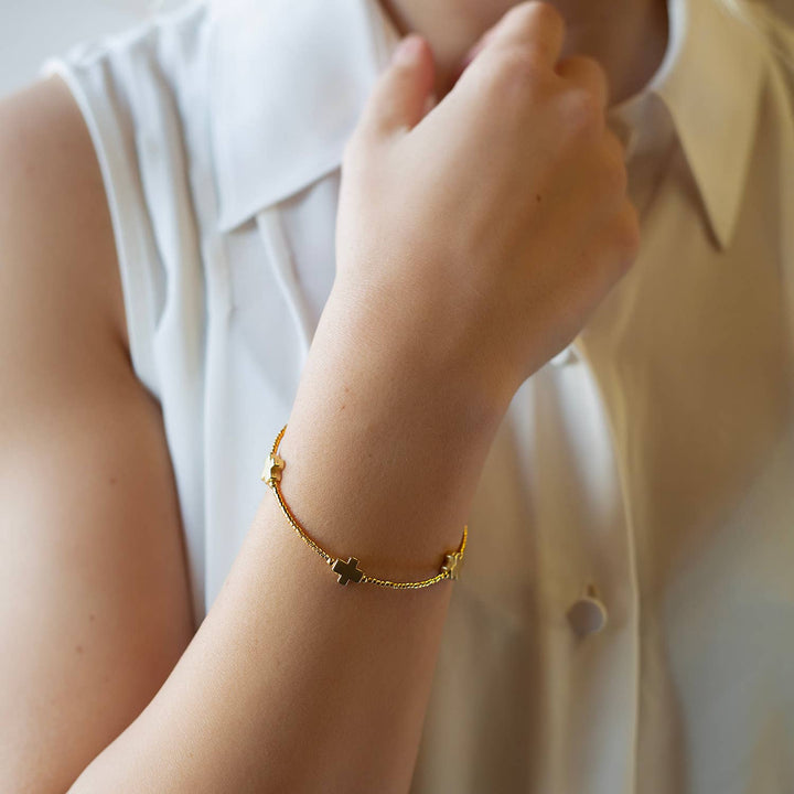 Faithful Cross Bangle-Gold