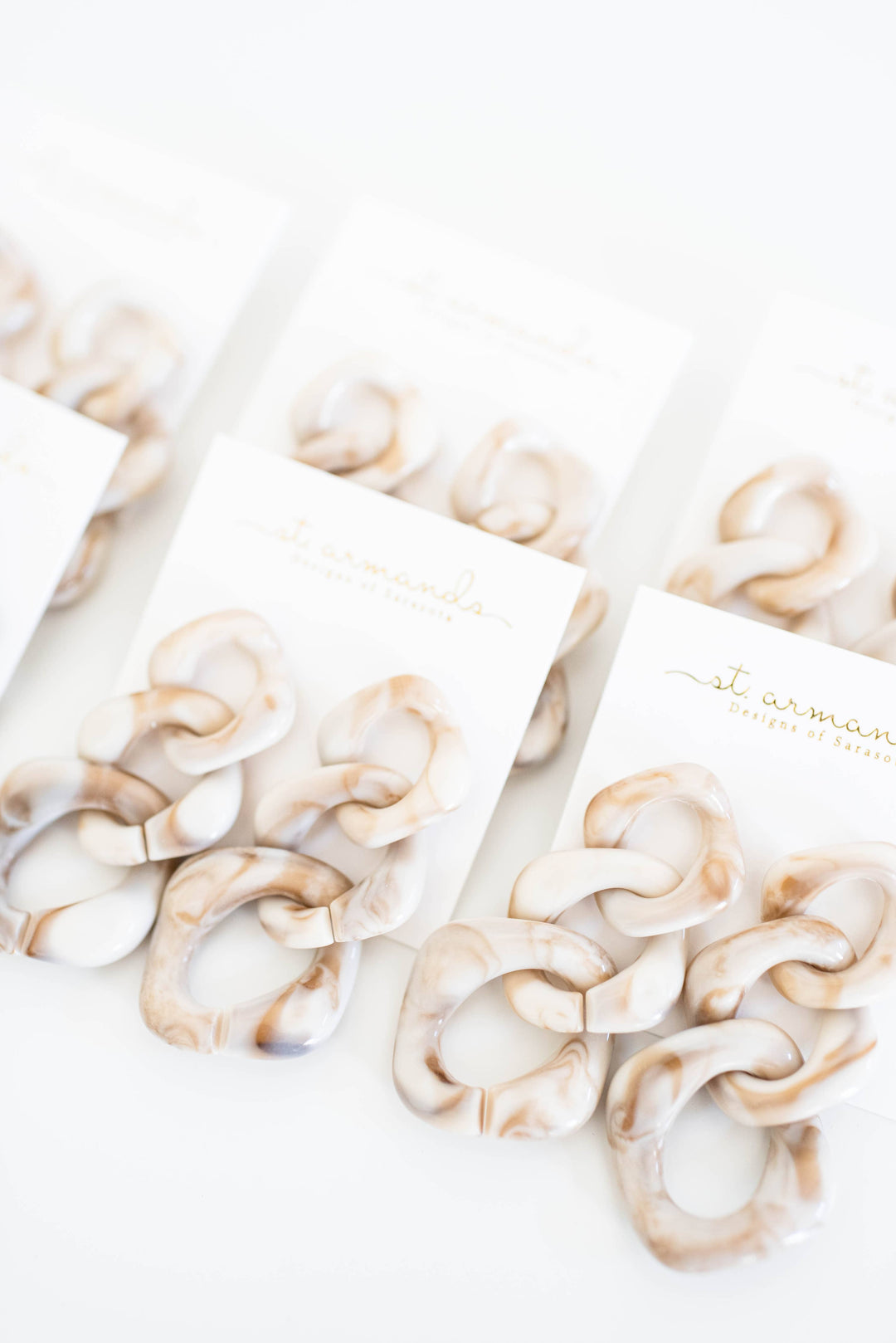 Cream Chain Drop Earrings