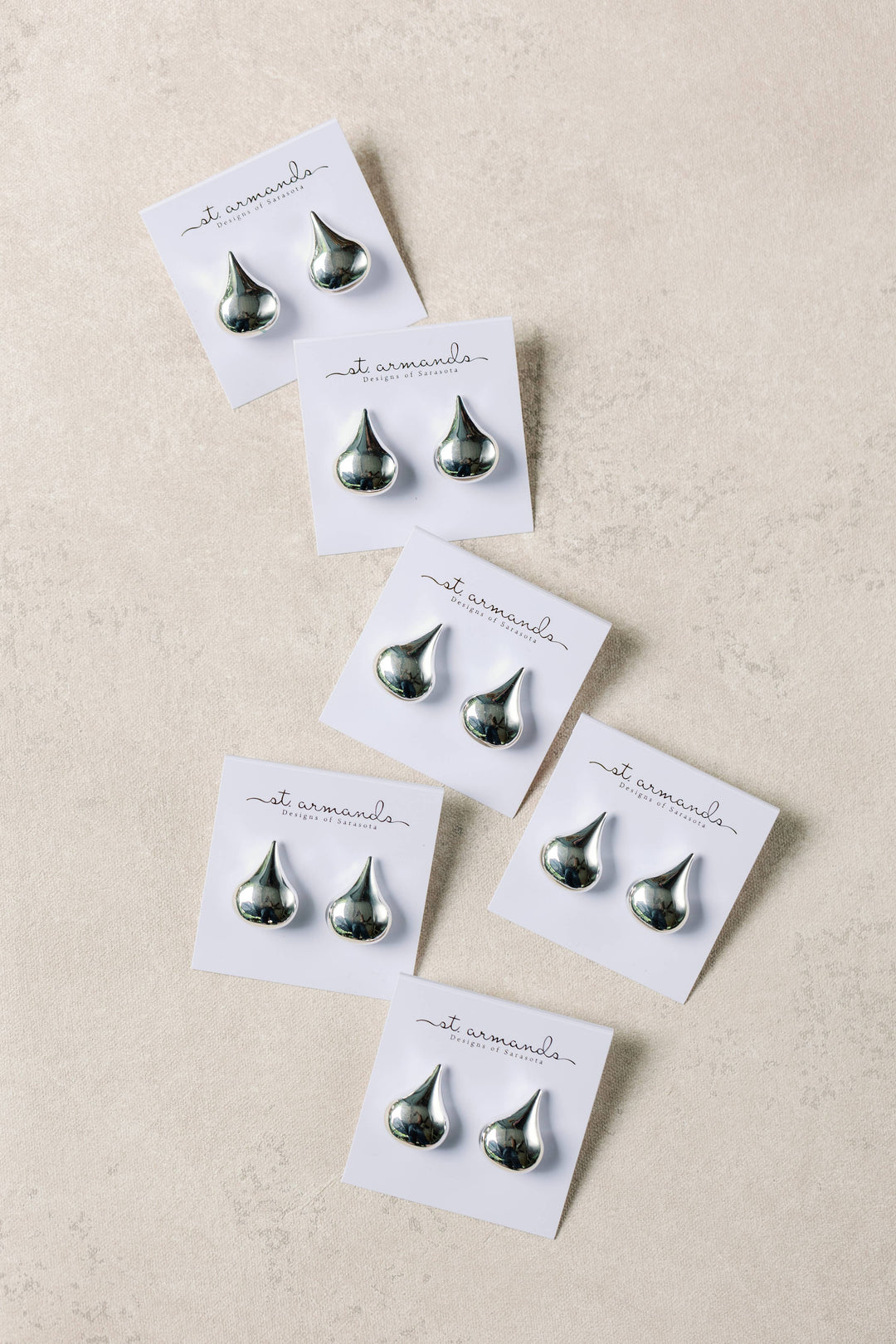 1 Inch Silver Teardrop Studs