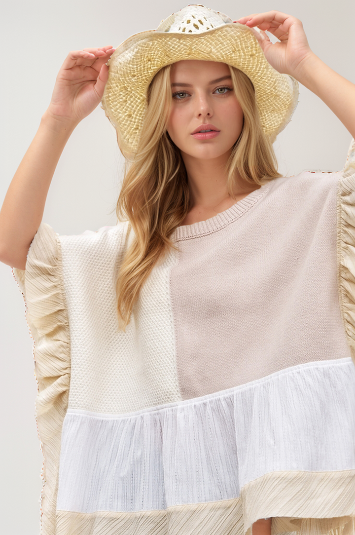 Mix Match Ruffle Sweater Neutrals