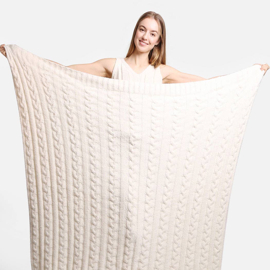 Cream Cable Knit Throw