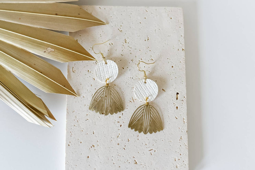 Lily 18k Gold Plated Leather Earrings- hypoallergenic