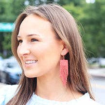Beaded Square Fringe Earrings