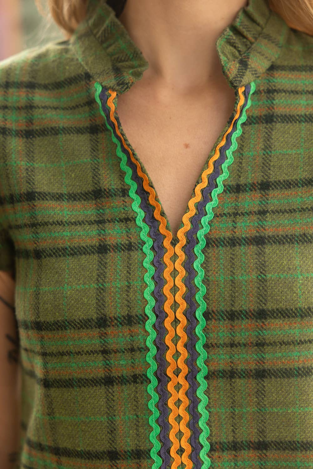 Rick rack Plaid Flannel Top
