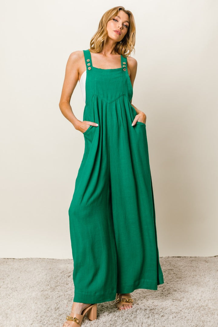 BiBi Texture Sleeveless Wide Leg Jumpsuit (Online Only)