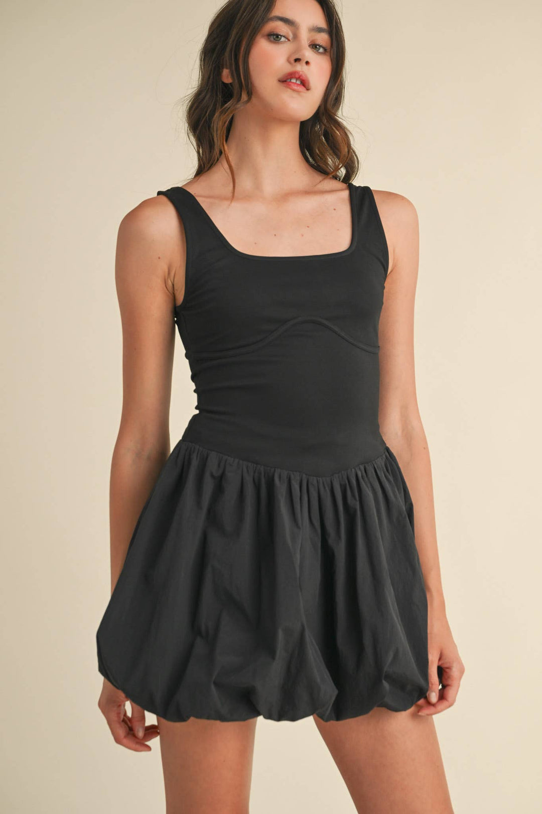 BUBBLE HEM MINI DRESS