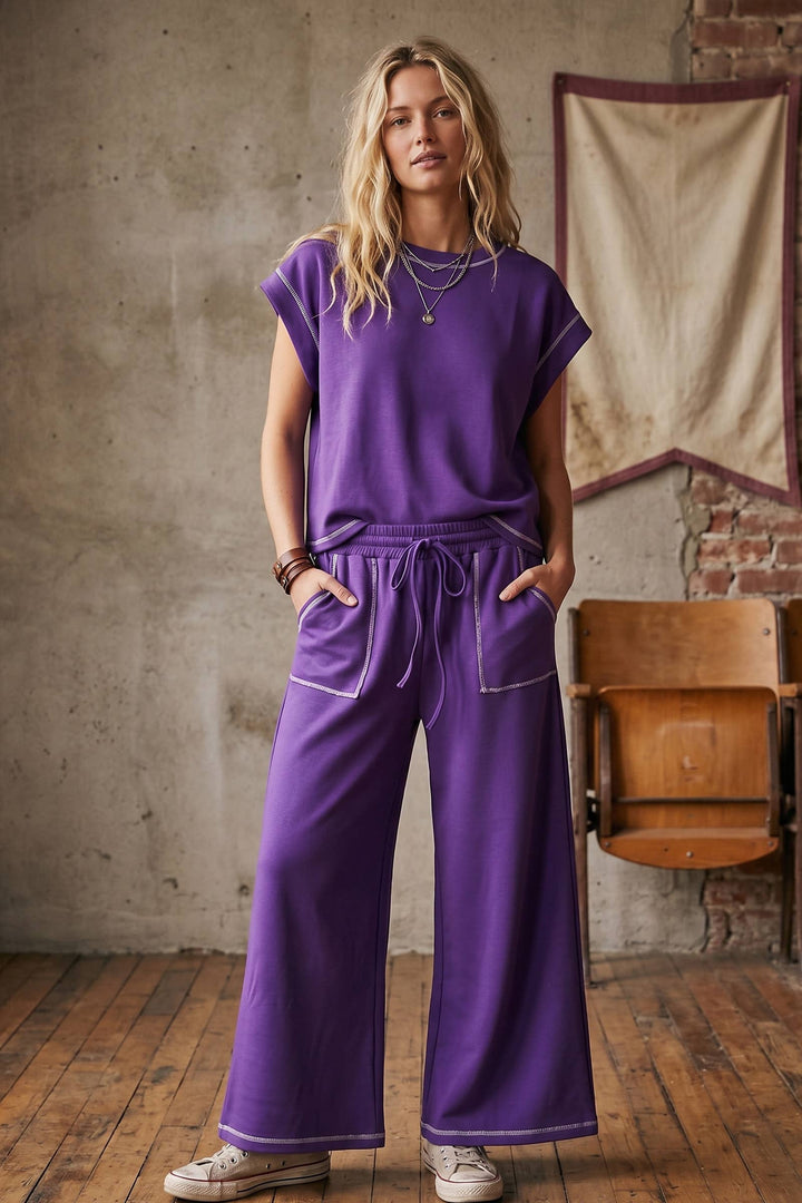Scuba Contrast Stitch Lounge Set