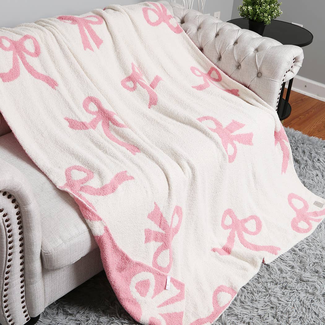 Bow Printed Throw Blanket