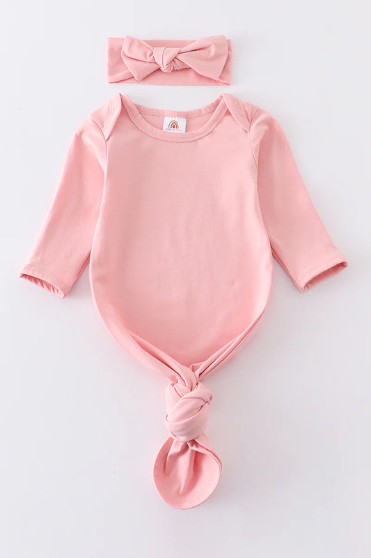 Pink Baby Gown with Headband