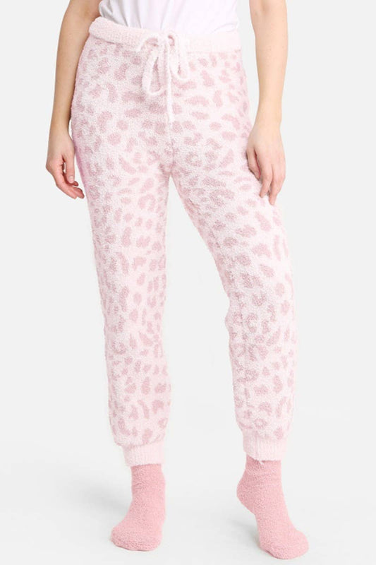 Pink Leopard Print Lounge Jogger Pants