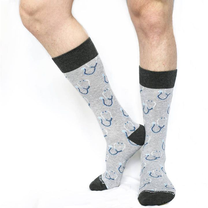 Men's Medical Socks   Gray/Blue   One Size