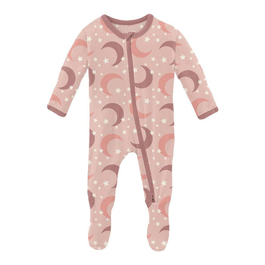 Moon and Stars footie peach