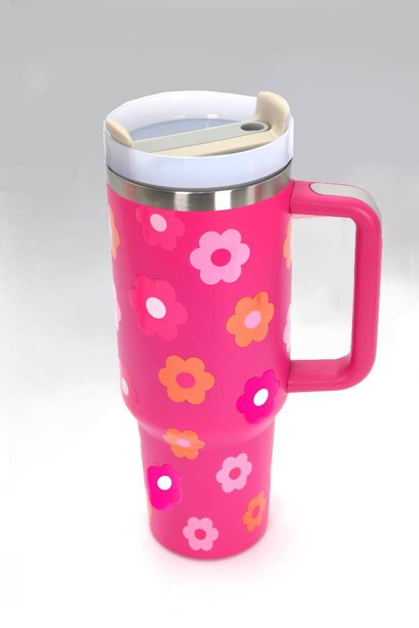 40oz STAINLESS STEEL TUMBLER | TB40OZ: DAISY FUCHSIA